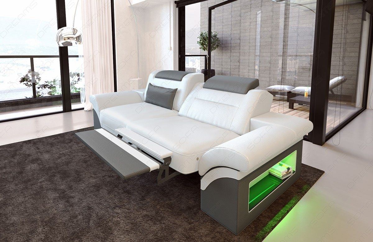 Leder 2 Sitzer Monza – modernes Sofa in Weiß-Grau