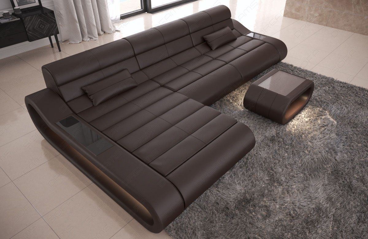 Couch Concept Leder L Form lang dunkelbraun