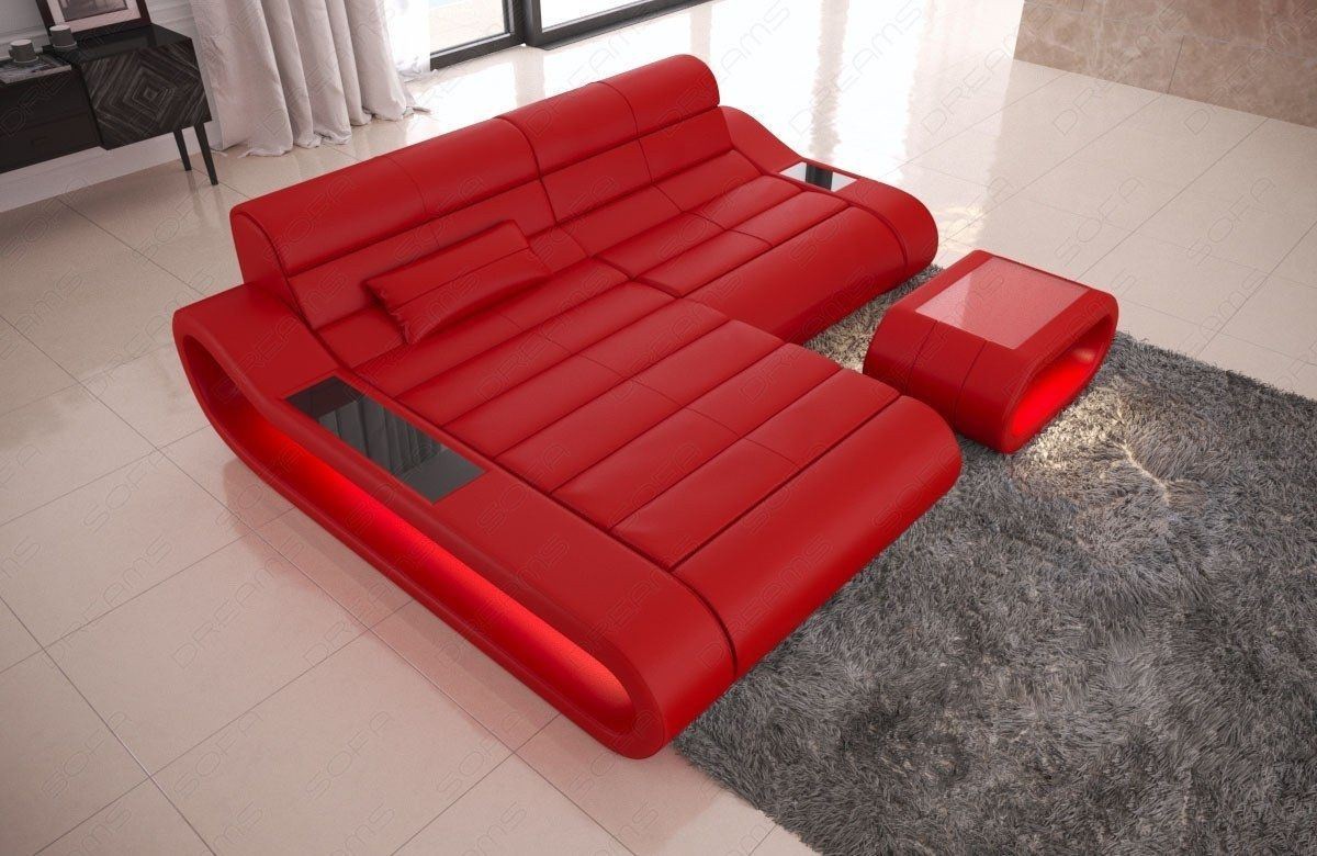 Couch Concept Ledersofa Ecksofa in L Form klein Rot