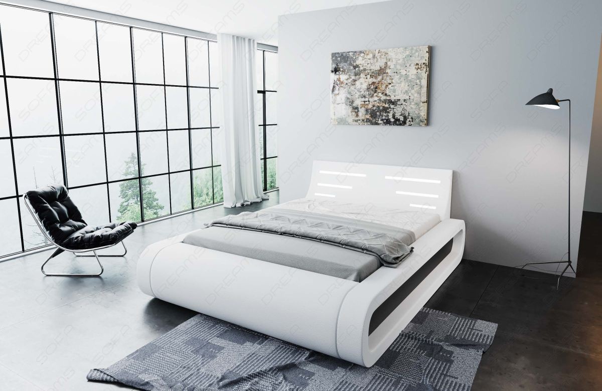 Design Wasserbett Sorano in Kunstleder weiß-schwarz
