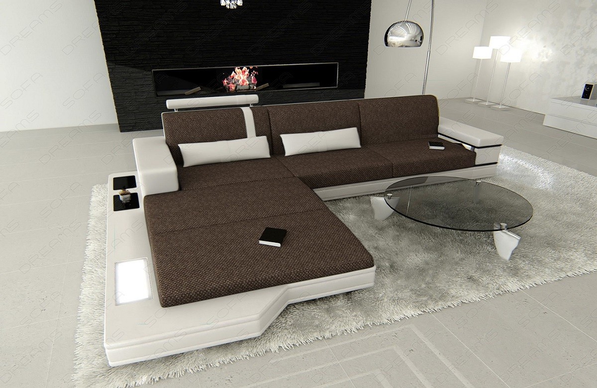 Sofa Messana L Form im Materialmix Hugo 8