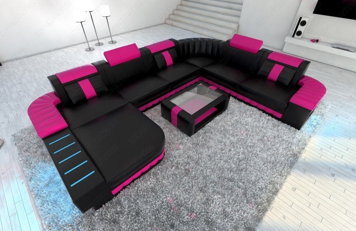 Mega Wohnlandschaft Bellagio XXL in schwarz -pink