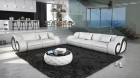 Sofa Garnitur NESTA mit Relaxfunktion und Beleuchtung weiss schwarz