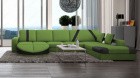 Designersofa Florenz U Form in grün-schwarz / Die Ottomane auf diesem Bild ist links (Blick von vorne auf das Sofa)