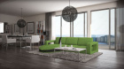 Design Couch Florenz L Form mit Ottomane in grün-schwarz