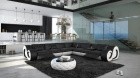 Leder Couch modern Nesta L-Form XXL mit Relaxfunktion - schwarz