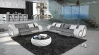 3 Sitzer und 2 Sitzer Sofa NESTA modern mit Beleuchtung grau-weiss