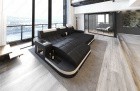 Luxus Sofa Wave L-Form mit Schlaffunktion in schwarz-weiss