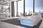 Ledersofa Roma L Form weiss-weiss