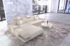 Design Sofa Venedig Leder modern in L Form in beige - weiss