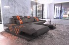 Design Sofa Venedig Leder modern in L Form in grau - orange