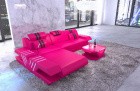 Design Sofa Venedig Leder modern in L Form in pink - schwarz