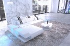 Design Sofa Venedig Leder modern in L Form in weiss - schwarz