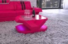 Wohnzimmertisch Venedig mit LED Beleuchtung und Glasplatte - pink