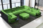 Samtstoff Couch Ragusa U Form mit LED-Beleuchtung in hellgrün - SunVelvet1026