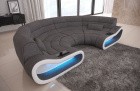 Big Sofa Concept mit LED-Beleuchtung in grau - Hugo5 Strukturstoff