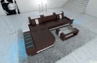 Couch Bellagio L Form in dunkelbraun-weiss
