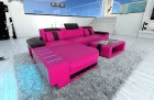 Sofa Bellagio LED L-Form in pink schwarz