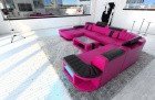 Sofa Wohnlandschaft Bellagio XXL in pink-schwarz