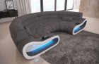 Polster Couch Concept mit LED-Beleuchtung in grau - Hugo5 Strukturstoff