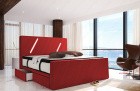 Modernes Leder Boxspringbett Toulon mit Schubladen in rot