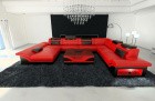 XXL Wohnlandschaft Enzo U Form Sofa in Rot-Schwarz
