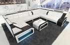 Sofa Wohnlandschaft Pesaro U Form Weiß-Schwarz