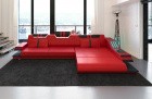 Ledersofa Ravenna L Form Sofa in Rot-Schwarz
