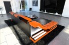 Couch Turino Leder L Form schwarz-orange