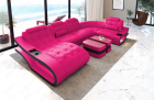 Leder Sofa Wohnlandschaft Elegante U Form in pink-schwarz