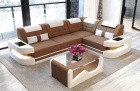 Design Couch Mikrofaser COMO U LED Beleuchtung - braun Mineva 5
