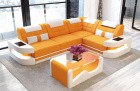 Sofa mit Mikrofaser Como U Form in apricot - Mineva16