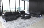 XXL Leder Couch Ferrara XXL in schwarz-weiss