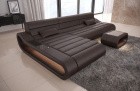 Couch Concept Ledersofa L Form lang Dunkelbraun