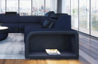 Mini U Form Sofa Foggia als Wohnlandschaft mit Stoffbezug in dunkelblau - Mineva17