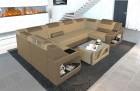 Sofa Wohnlandschaft Padua U Form mit LED-Beleuchtung in beige - Mineva4