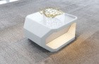 Leder Sofa Tisch Asti mit optional erhältlicher LED Beleuchtung in komplett weiss