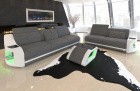 Couchgarnitur Swing mit verstellbaren Kopfstützen Webstoff Hugo 5 - grau