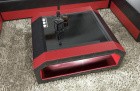 Leder Wohnzimmertisch Matera mit LED in schwarz-rot