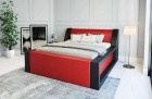 Modernes Komplettbett Fermo mit LED in Kunstleder rot-schwarz