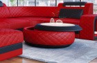 Design Couchtisch Berlin in Leder mit Stauraum in rot - schwarz