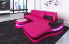 Designer Couch Modena L Form LED pink-schwarz