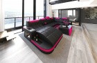 Design Wohnlandschaft Eck Couch in schwarz-pink