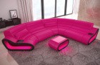 Luxus Leder Wohnlandschaft Concept C Form in pink -schwarz