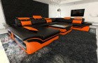Designersofa Wohnlandschaft Enzo XXL in schwarz-orange