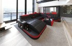 XXL Wohnlandschaft Wave U Form Sofa in Schwarz-Rot