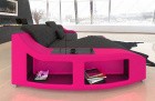 Ecksofa Swing Leder Couch mit Ottomane in schwarz - pink