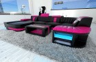 Sofa Wohnlandschaft Bellagio U Form schwarz-pink