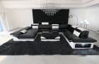 XXL Wohnlandschaft Enzo U Form Sofa in Schwarz-Weiß