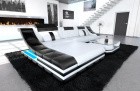 Couch Turino Leder L Form weiss-schwarz